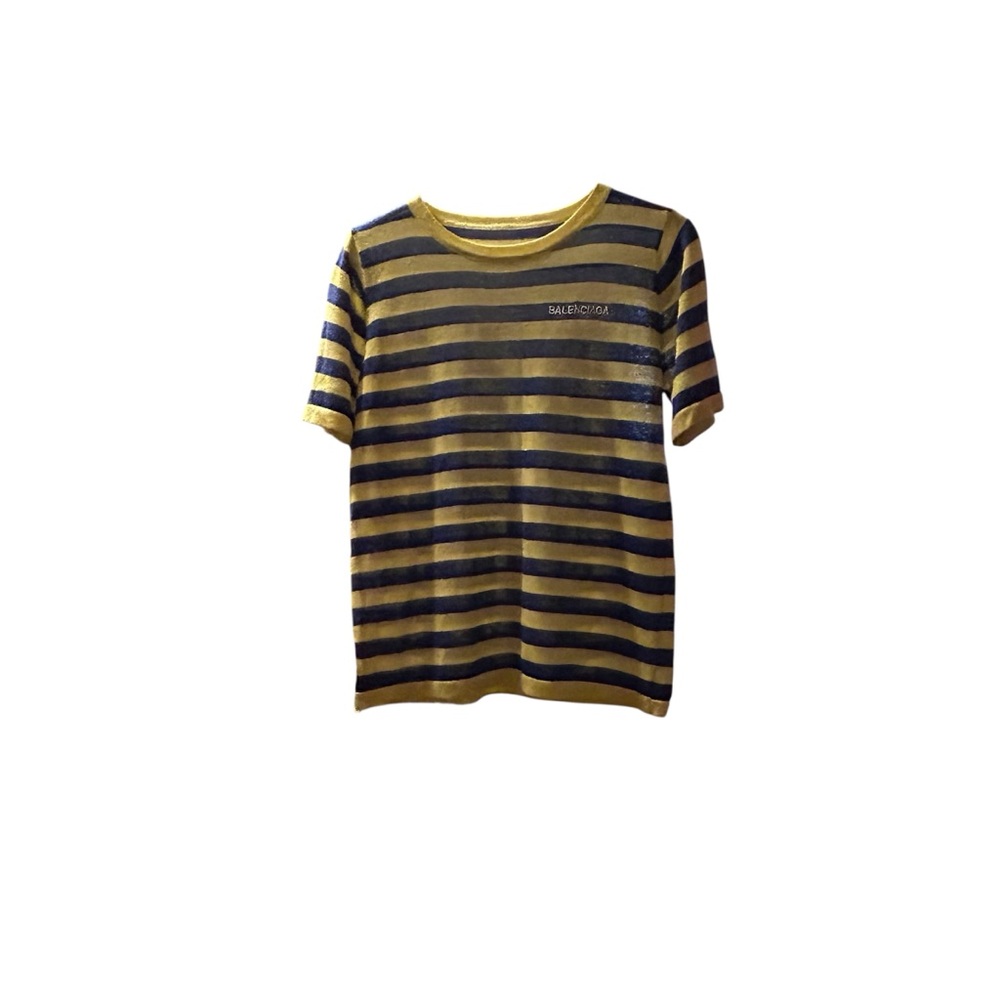 Balenciaga Yellow and Black Striped Tee